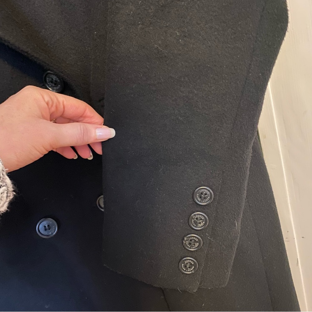 Lauren Ralph Lauren Black Double-Breasted Wool-Blend Coat - Picture 10 of 12
